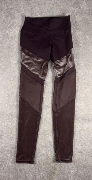 Alo Yoga Sheila High-Rise Velour-Panel Leggings Deep Purple Size M thumbnail 1