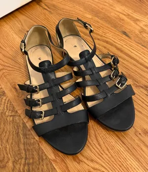 J.Crew Black Buckle Gladiator Sandals Made in Italy size 8 thumbnail 1