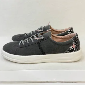 HeyDude Womens Karina Slip On Casual Canvas Sneakers Gray Black Snake Size 9 thumbnail 5