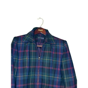 J.G. Hook Women Blazer Jacket 100% Wool Vintage 90's‎ Plaid Lined Full Zip Sz. 8 thumbnail 4