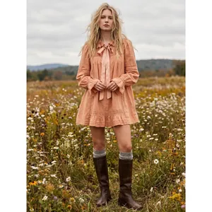 Free People Dainty Cottage Crochet 5 O'clock Tea Time Mini Dress Neutral Medium thumbnail 5