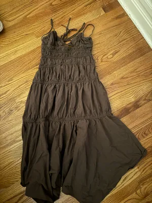 SNDYS Revolve Brown Maxi Dress Everyday Halter Tahlia Chocolate Medium thumbnail 2