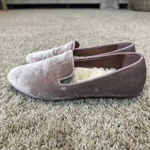 Birdies Starling Women's Size 8 Loafers Dusty Rose Pink Velvet Faux Fur‎ Lining thumbnail 2