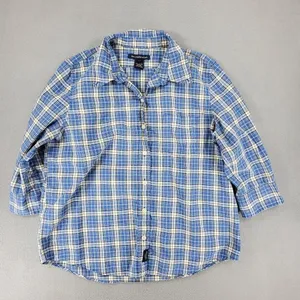 Abercrombie fitch Womens Blue and yellow plaid button‎ up shirt size M thumbnail 1