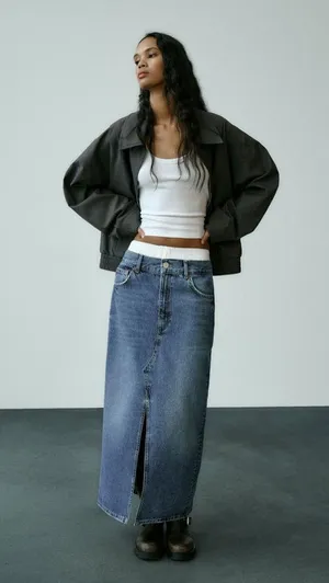 ❤️Zara Denim Midi Skirt thumbnail 1