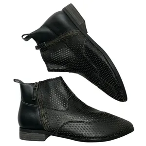 Kelsi Dagger Black Alaska Perforated Zip Ankle Booties(Size 8) thumbnail 3