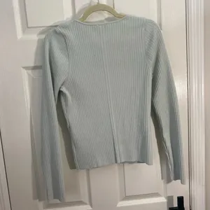 NWT Express Ribbed V Neck Fitted Long Sleeve Top Mint Green Size L Stretch thumbnail 5