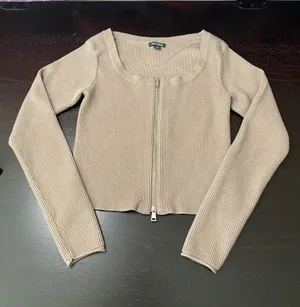 wild fable Neutral Ribbed Zip Sweater thumbnail 1