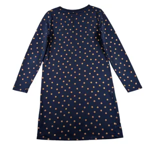 Boden Navy Blue Copper Metallic Polka Dot Cotton Long Sleeve Tunic Dress US 4R thumbnail 2