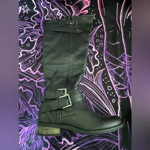 EUC Rampage Black Hansel Zipper and Buckle Knee-High Riding Boot Size 5 thumbnail 2