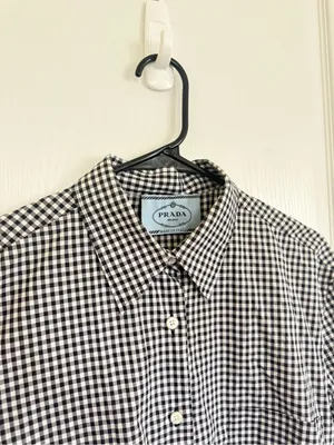 Prada Fall 2013 Gingham Black & White Shirt Dress thumbnail 8