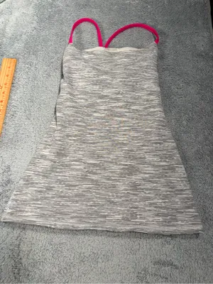 Lululemon Heathered Gray Tank yop with Hot Pink Straps 2 thumbnail 3