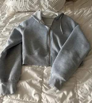 Cropped Grey Zip Up Jacket Gray thumbnail 1