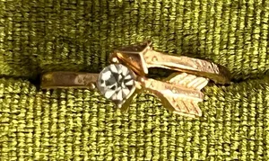 Arrow Ring with Diamond Accent Stainless Steel Golden Ring Size 6 NWT thumbnail 1