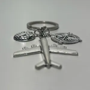 Airplane Aviation World Globe Travel Compass Charm Keyring Keychain thumbnail 6