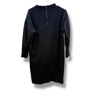 Black‎ Knit Dress Womens Medium Minimalist Work Office 3/4 Sleeve Stretch thumbnail 2