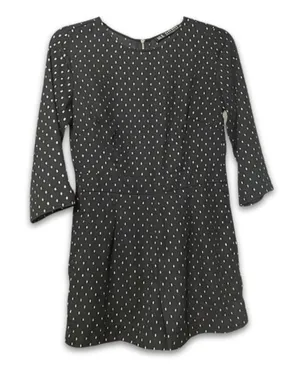 Zara Black Polka Dot Romper 3/4 Sleeve Romper Playsuit Size Small Retro Chic thumbnail 1
