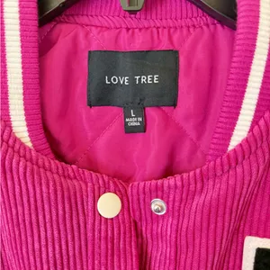 Love Tree Fuchsia Varsity Jacket with Cream Sleeves thumbnail 2