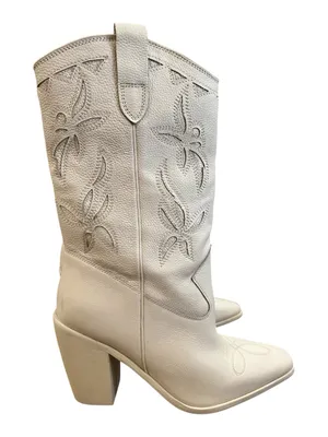 Vince Camuto Alisah Western Cowboy Boots Ivory Cream Leather Size 8.5M 39.5 NEW thumbnail 6