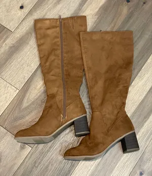 Faux Suede Brown High Boots Chunky Heel Size 8.5 NWT Made For Target thumbnail 1