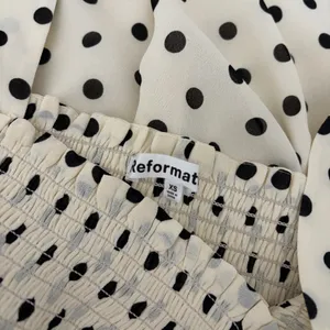 REFORMATION Zaria Dress Portofino Polka Dot Black White Smocked Mini Dress XS thumbnail 12