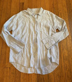 Women’s XL Blue Linen LS Button Up Lightweight Casual Shirt thumbnail 1