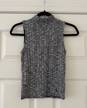 Aeropostale Heather Gray Mock Neck Top thumbnail 1