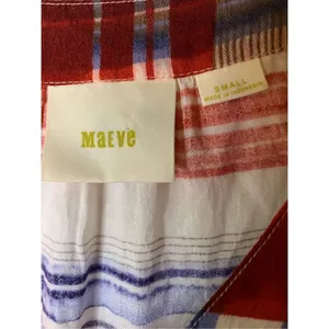 Maeve Anthropologie Lila Tiered Peasant Top Red White Blue Stripe size small thumbnail 4
