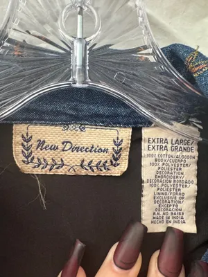 New Direction Vintage Boho Denim Jacket with Embroidery - Dark Blue thumbnail 2
