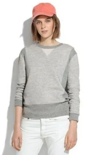 Madewell Hometeam Crewneck Sweater Size S Gray Colorblock Pullover‎ Knit Cotton thumbnail 1