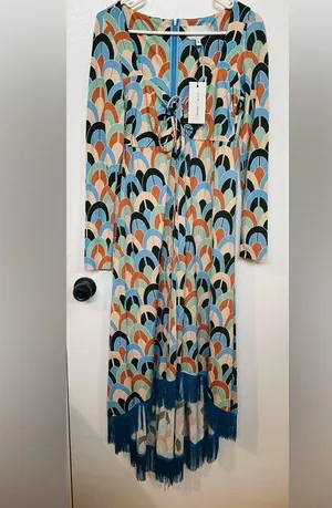 $695 CARA CARA Loretta Dress Geo Dew Moss Sz Small New thumbnail 2