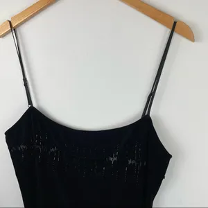 Y2K Victoria’s Secret Black Velvet Beaded Slip Dress Mini Sz Large thumbnail 4