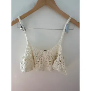 Free People Ivory White‎ Crochet Crop Top Boho Cotton Knit Cami XS thumbnail 4