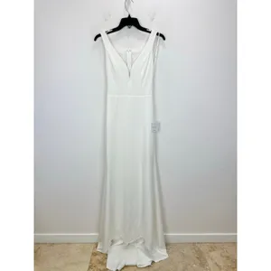 Lulus Extraordinary Romance White Button Back Mermaid Maxi Dress Formal S NWT thumbnail 5