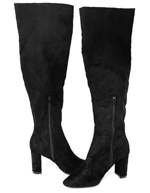 Madden Girl Felize Over-The-Knee Boots Black Almond Toe Zip Heel Sz 6 NEW thumbnail 1