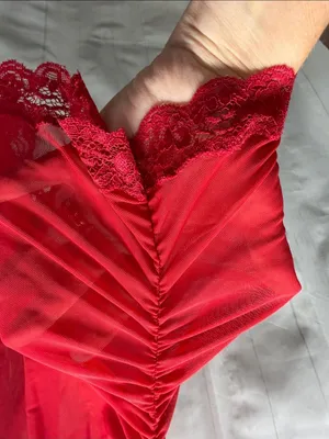 Frederick’s of Hollywood Red Lace Mesh Chemise Halter Cinced Side Sexy Nighty thumbnail 3