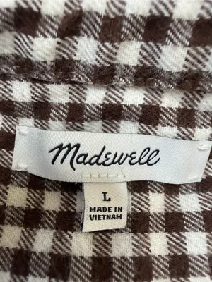 Madewell Gingham Flannel Tie Front Shirt Brown Gingham Check size Large $80 thumbnail 11