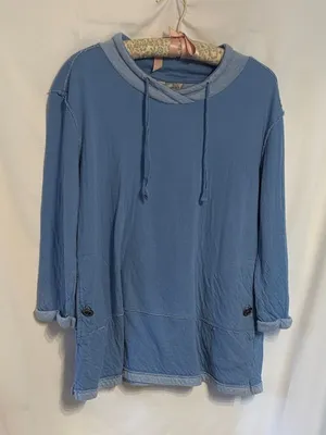 Women’s Multiples Ice Blue Cotton Top SZ S Athleisure Comfy Casual thumbnail 1