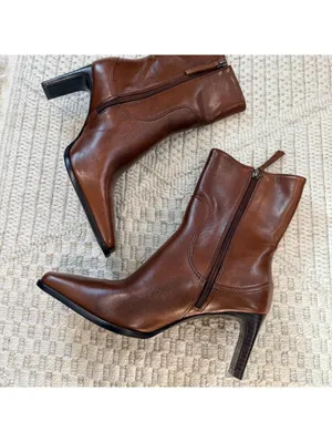 Reformation Caludette Bootie in Cavalier Brown Leather thumbnail 5