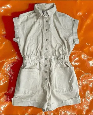 ZARA Women's Beige Buttoned Romper Size Medium thumbnail 1