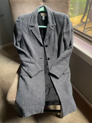 Talbots Gray Tweed Trench Coat thumbnail 2