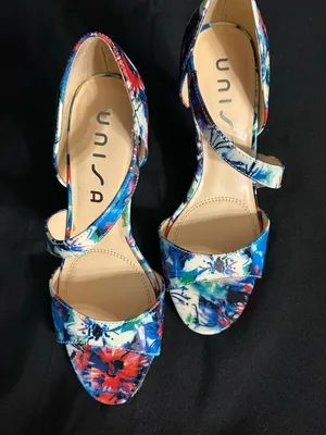 Unisa Women’s Blue Floral Open-Toe Women's Dress 3.5” Heels SZ 7 thumbnail 5