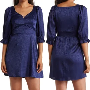 Collective Concepts Zebra Jacquard Mini Dress Satin Blue M thumbnail 2