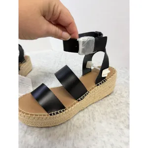 The Drop Listilla Black Faux Leather‎ Espadrille Platform Sandals Womens 7 NEW thumbnail 2