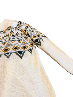 Maurices Cream Long Length Cardigan Sweater Open Front Tribal Fair Isle Medium thumbnail 13