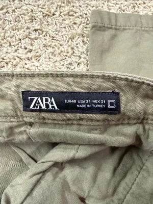 Zara Women’s Cotton Khaki Chino Pants Size 31 | Olive Green Ankle Length thumbnail 5