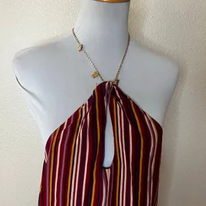 Reformation Bibi Halter Mini Shift Dress Rio Stripe NEW chain necklace WOMENS 4 thumbnail 2