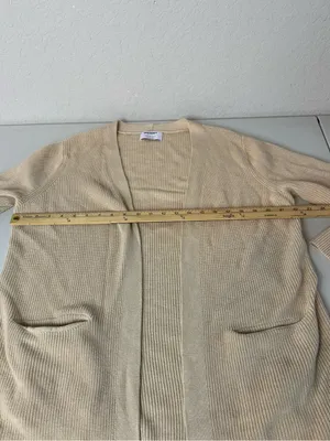 Old Navy Textured Open-Front Cotton Blend Knit Cardigan Sweater Oatmeal Size L thumbnail 6
