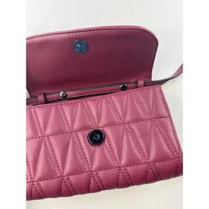 Simply Vera Vera Wang‎ Burgundy Quilted Crossbody Bag Purse Small Flap thumbnail 6