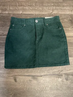 American Eagle Hi-Rise Corduroy Mini Skirt Green Super Stretch Size 2 NWT thumbnail 3